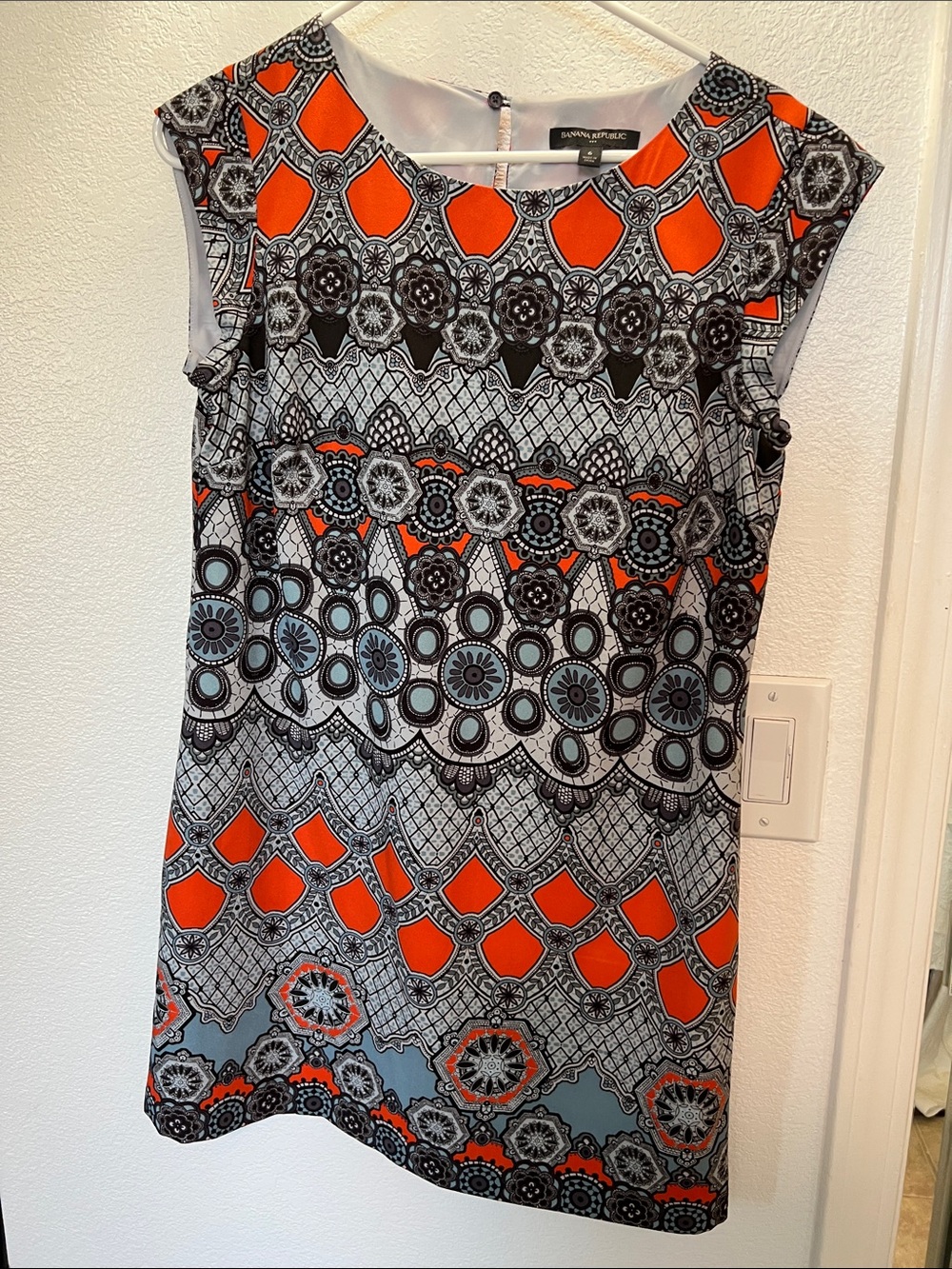 Banana Republic Orange & Gray Geometric Mini Dress
